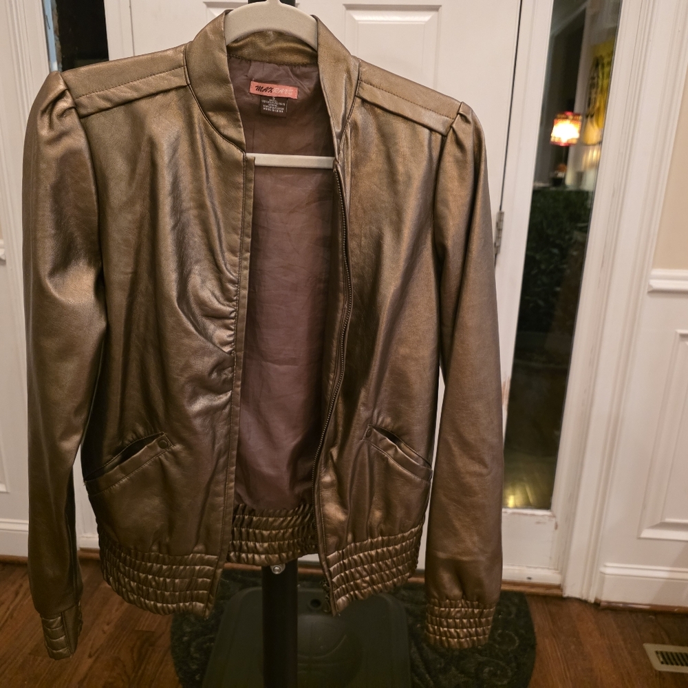 Max Rave Metallic Bronze Bomber Jacket. Vintage. S